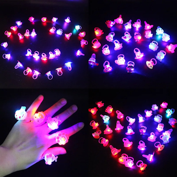10 bitar Tecknad LED Lysande Finger Ringar