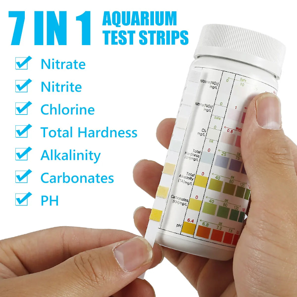 100 bitar Akvarium Test Strips Vatten Kvalitet Test Strip 7in1 Fisk Tank Test Kit