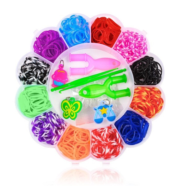 Kreativt fargerik vevstol bånd sett regnbuen armbånd fremstilling sett DIY gummi bånd vevde armbånd