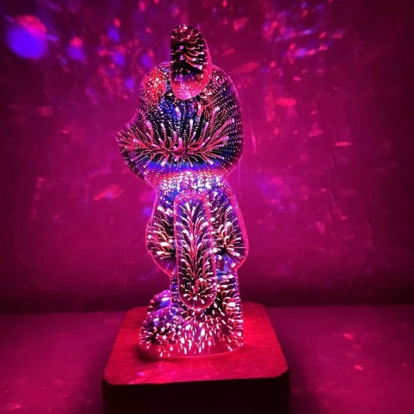 3D Lasi Ilotulitus Pikku Karhu Verkko Punainen Yö Valo Pikku Karhu Koti Makuuhuone Olo Huone Sisustus