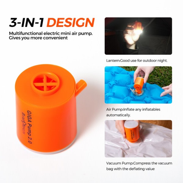 2.0 Mini luftpumpe til madras måtte camping udendørs bærbar elektrisk inflator svømmering vakuum pumpe med 5 dyser
