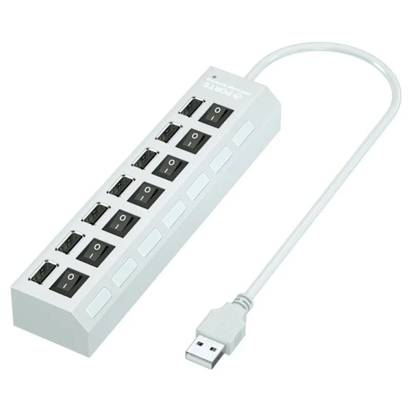 USB Hub 7 Port Multi USB Splitter Power Adapter Multiple Expander Med On Off Switch For PC Baptop MacBook Tilbehør