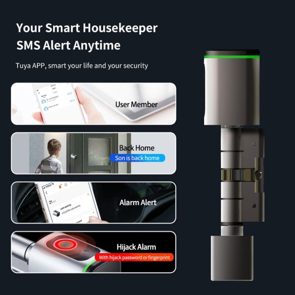 Smart Electronic Dør Lås med DIY Cylinder Core Fingerprint APP nøgler IC Card Lås op
