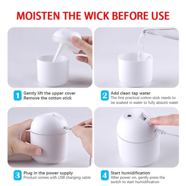 250ML Mini Ultralyd Luft Fugter Romantisk Lys USB Essential Olie Diffuser Bil Purifier