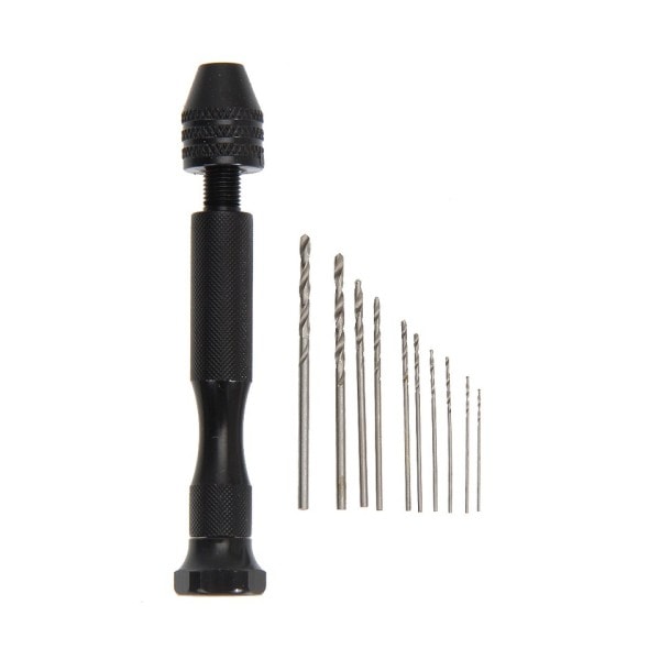 Mini Mikro Aluminium Hand Drill Med Keyless Chuck HSS Stål Twist Drill Bit