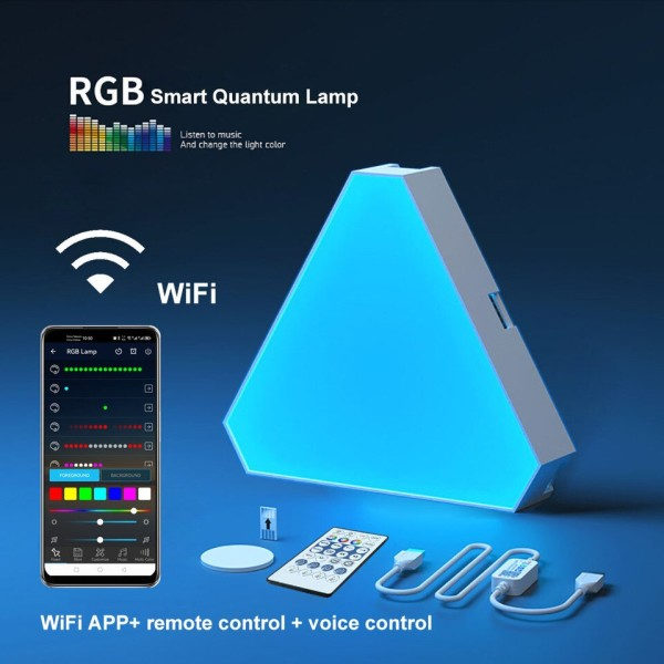 LED kolmio kvantti lamppu RGB seinä lamppu älykäs poimija rytmi tausta valo