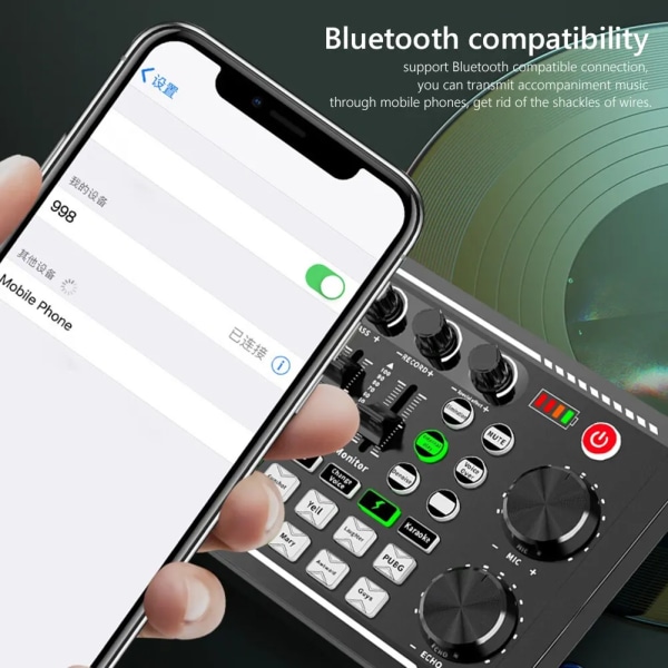 Ammattimainen Bluetooth-yhteensopiva Studio äänitys puhelimelle PC ääni miksaus konsoli vahvistin live musiikki mikseri