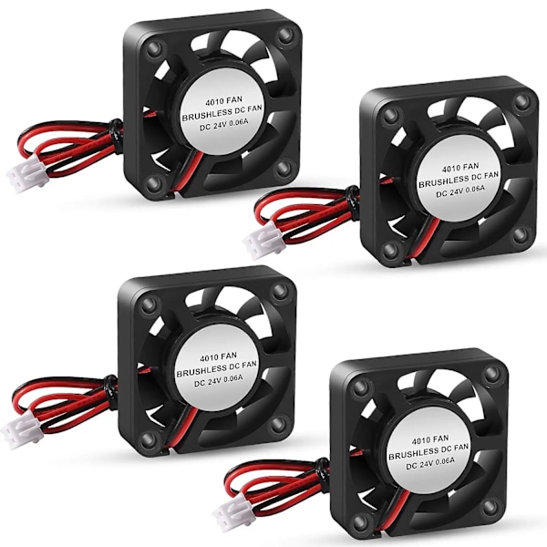 4 stykker 3D Printer Køling Blæser,4010 Blæser 40X40 X 10mm Hydraulisk Leje Børsteløs DC 12v 24v Køling Blæsere til 3D Printer