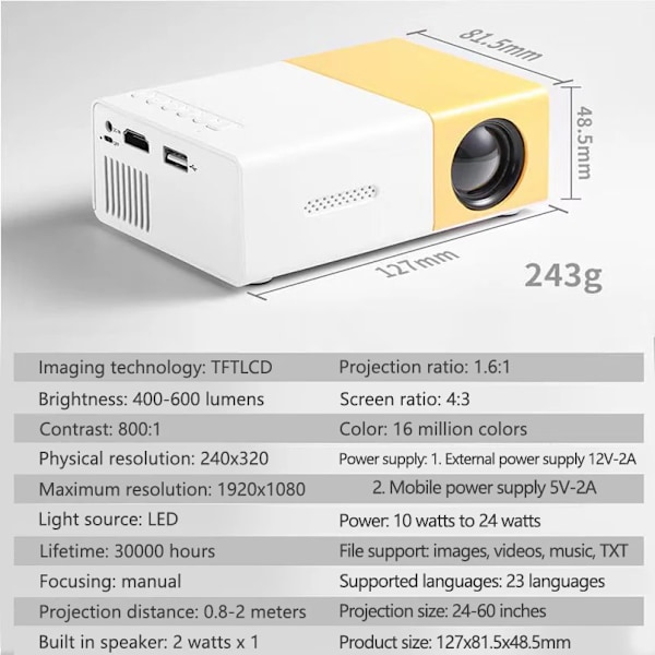 Älykäs projektori LED HD projektori 4K 1000 Lumenille Auto Focus WiFi Bluetooth Android koti elokuva ulkokäyttö kannettava projektori