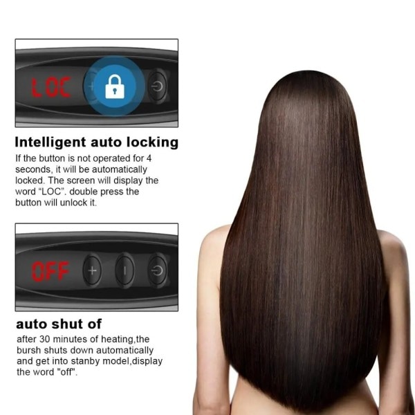Hår Rightener Hot Comb Pro LCD Heating Elektrisk Ionisk Righten Hår Styles Anti Static Ceramic Rightening Beard Comb
