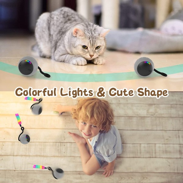 Katt leksak interaktiv katt leksaker för inomhus katter automatiska rörliga katt bollar leksaker LED