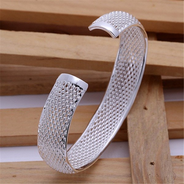 925 Sterling sølv armbånd til kvinder elegant net armring justerbar smykker