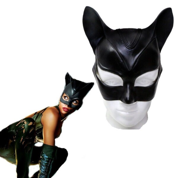 Kvinna Sexy Katt Selina Kyle Mask Bruce Wayne Cosplay Dräkt