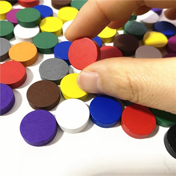 50 bitar 15*5MM 11 Färger Trä Disk Bond Spel Pjäser Färgglada Schack För Tokens Brädspel Tillbehör