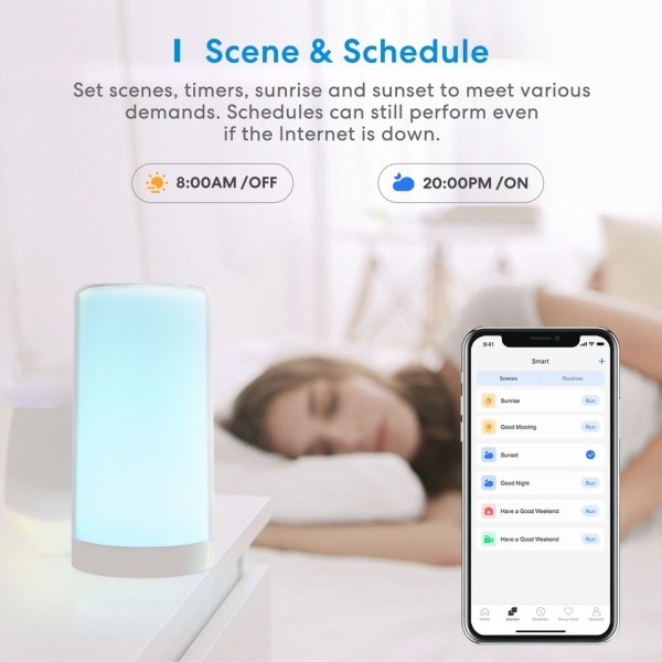Älykäs pöytä lamppu RGB LED Wi-Fi yö lamppu 6W kosketus anturi himmennettävä vuode valo tuki Alexa Google Assistant