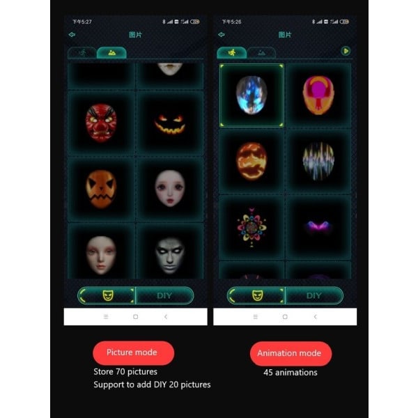 Bluetooth-kompatibel  App Kontrol LED Maske Navidad Carnival Festival Lys