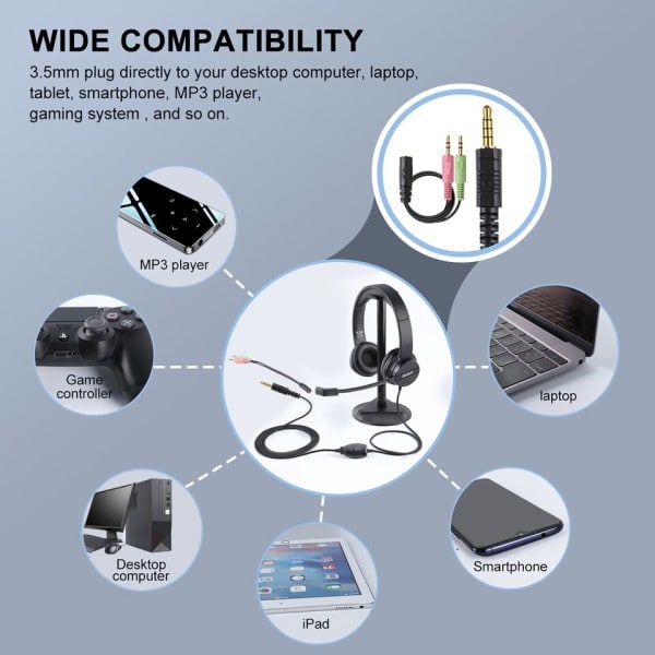 Kablet hodetelefoner med mikrofon for PC/PS4/Xbox Gaming Headset