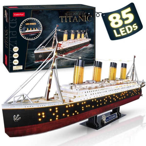 Stiksav puslespil LED Titanic Legetøj  Skib  til børn og voksne