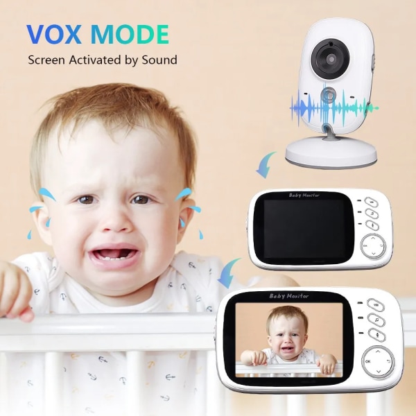 Elektronisk Baby Monitor Med 3,2in LCD Display Video Intercom Overvåking Kamera