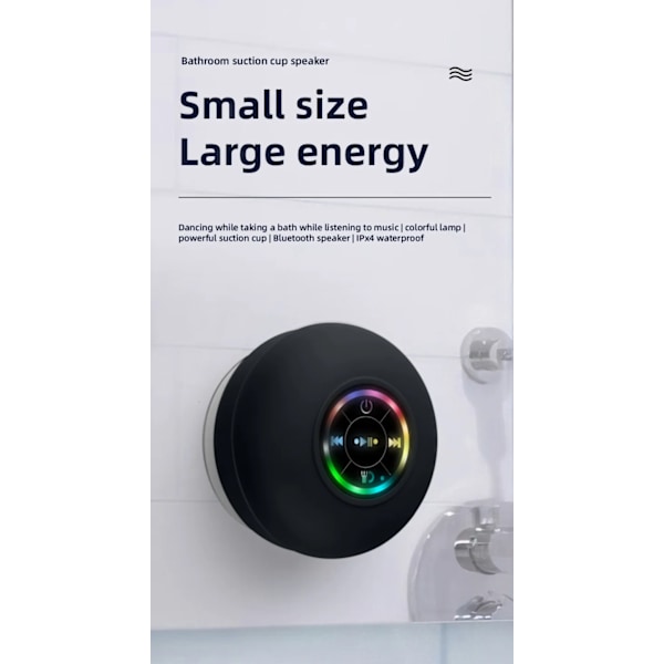 Kannettava vedenpitävä Bluetooth suihku kaiutin imukupilla