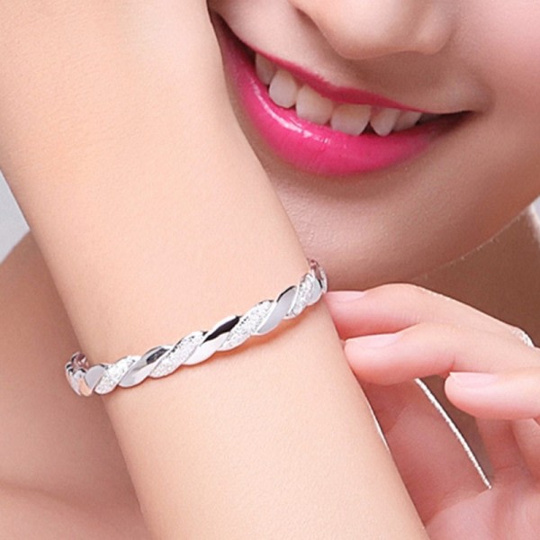 925 Sterling Silver Kvinna Manschett Armband Cross Twisted Infinity Bangle