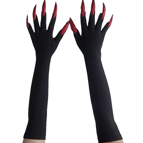 Halloween handsker lange spøgelse klo kjole opklædning handsker fashionable røde lange negle Cosplay