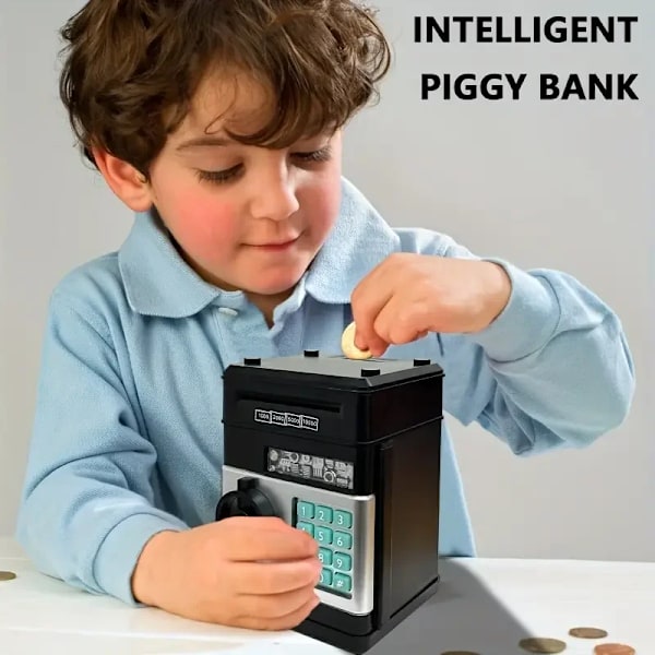 Elektronisk Piggy Bank Automatisk Mini Safe Mønter Kontanter Opsparing Penge Kasse