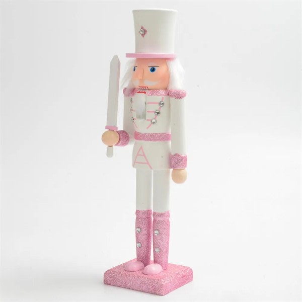 Nøddeknækker Pink Glitter Soldat Dukke Kreativt Håndværk Figurin Træ Dukke Jule Gaver Ornamenter