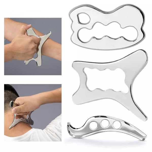 Rustfrit stål Gua Sha Massager Krop Smertelindring Fysisk terapi Værktøj Blødt Væv Myofascial Releasing Muskel Scraping Massage