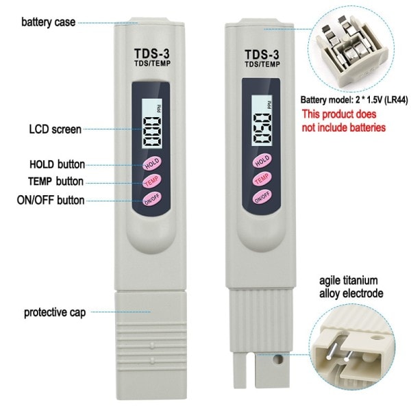 Bärbar LCD Digital TDS Vatten Kvalitet Tester Vatten Test Penna
