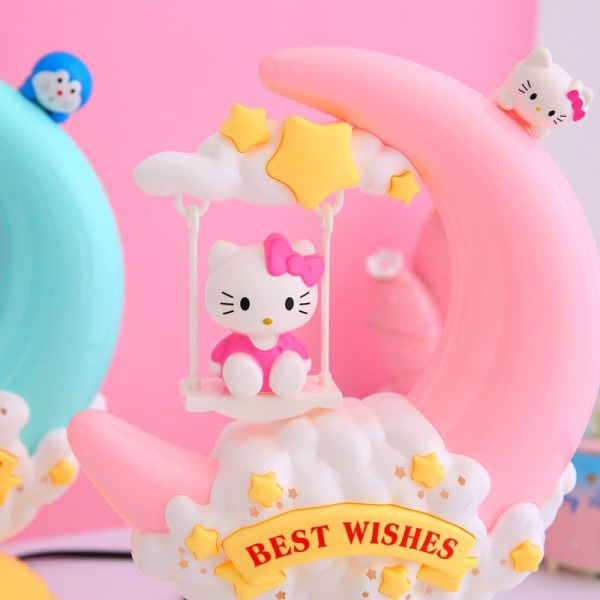 Hello Kitty Måne Natt Lys Tegneserie KT Katt Bord Lampe Barn Leke