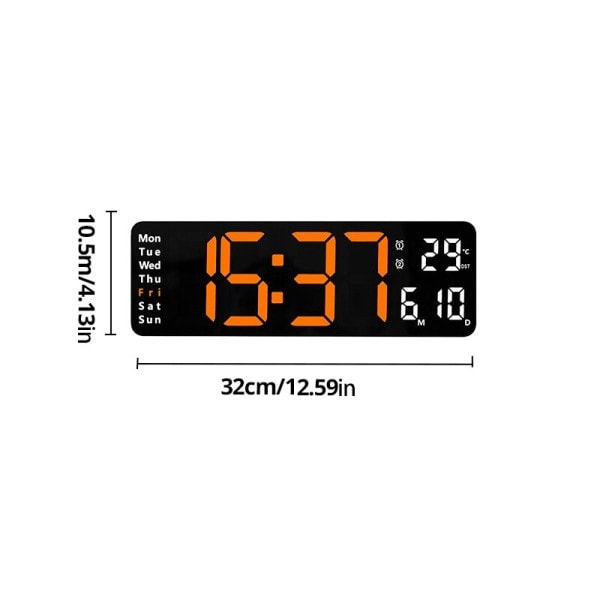 LED Digital Vägg Klocka Vägg Monterad Fjärrkontroll Temperatur Datum Vecka Display Timer Dubbel Alarm Klocka