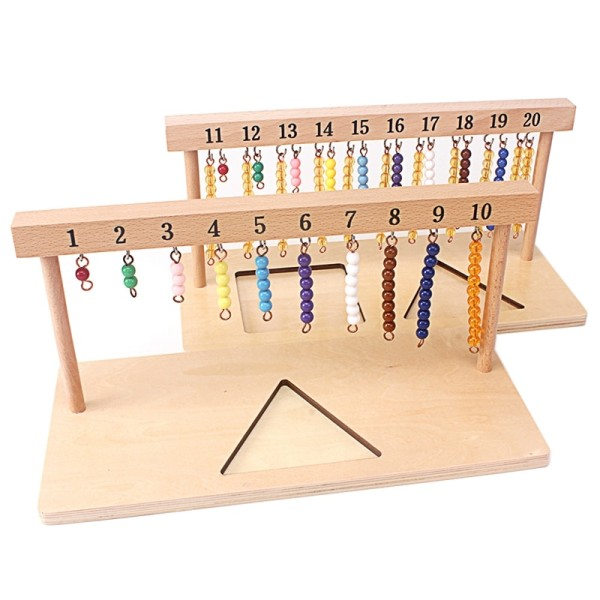 Montessori Undervisning Matematik Legetøj Digital Tal 1-20 Bøjle Og Farve Perler Trapper