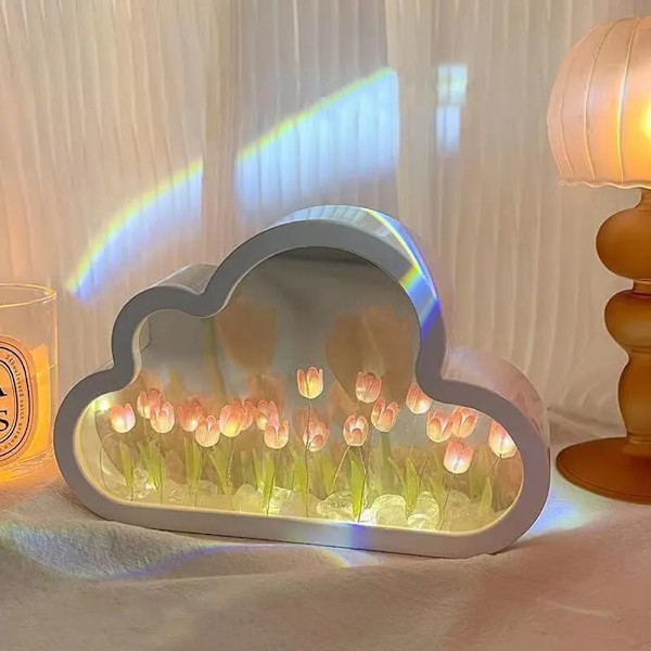 1 styck Handgjord Gör-det-själv Kreativ Gåva Tulpan Blomma Hav Natt Ljus Atmosfär Lampa
