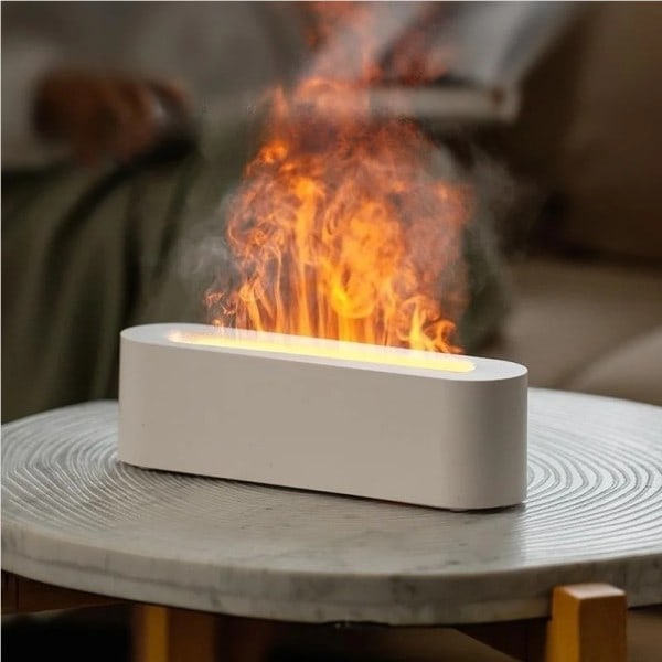 Bästa kvalitet Eterisk Olja Aroma Diffuser Låga Luft luftfuktare Ultraljud Cool Dimma Diffusor med  RGB Realistisk Eld Natt Ljus