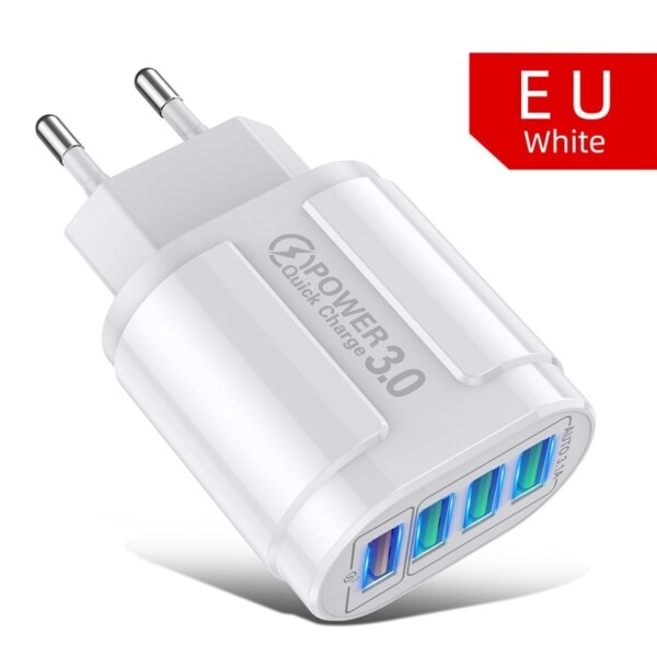 Rask Lading QC 3.0 Vegglading For iPhone 12 11 Samsung Xiaomi Mobil 4 Porter EU US Plug Adapter Travel