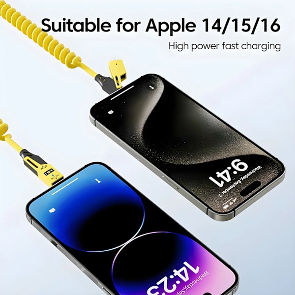 4 in 1 65W Fjäder Kort Data kabel 6A USB Typ C  Fjäder USB kabel för iphone