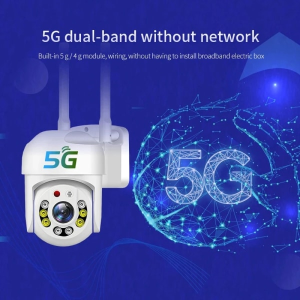 2MP 5G 2.4G Dobbel Frekvens Wifi PTZ Kamera Auto Sporing AI Deteksjon To veis lyd Farge Natt Vision 390 Sikkerhet Kamera og 32gb minne