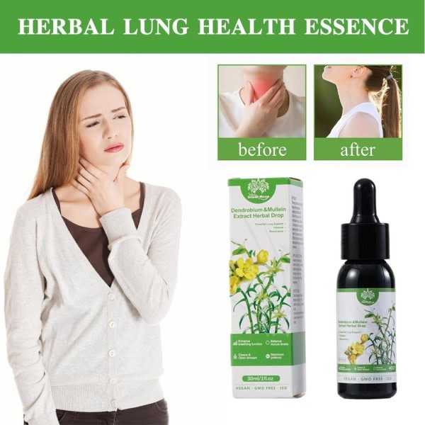 Dendrobium &  Mullein Extract - Kraftfullt Lung stöd & Andningsvägar & - Made Droppar