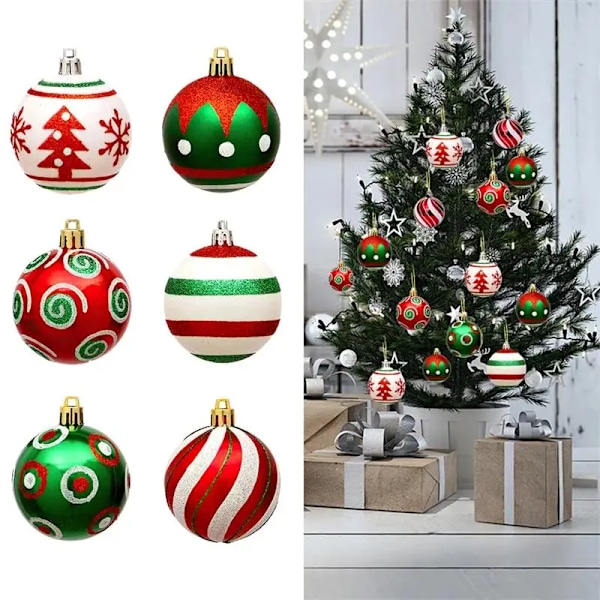 30 stykker jule kuler 6cm jule tre ball pynt