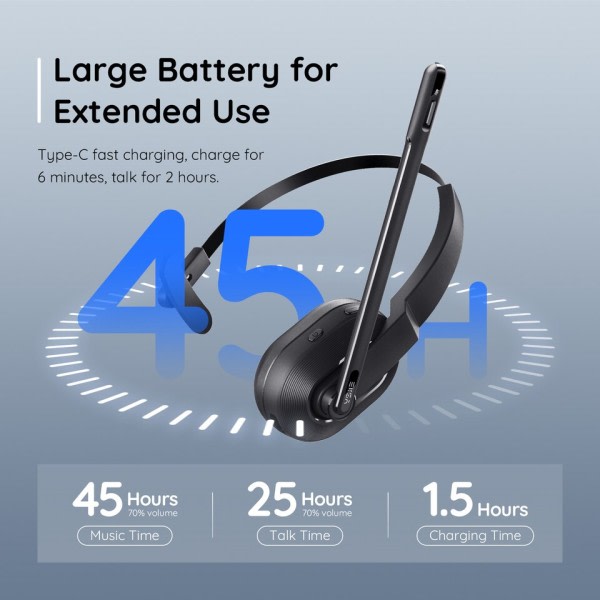 H5 Bluetooth 5.0 Headsets, PC Trådløse Hovedtelefoner, 2 Mics ENC Øretelefoner, med Opladning Base USB Dongle