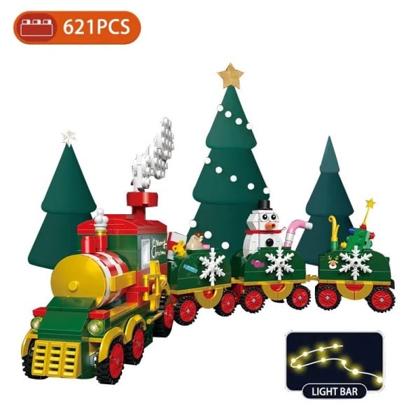 Creative Christmas City Santa's Sleigh Santa Claus Besøk Gave Pack Snømann Modell Byggeklosser Klosser Leker