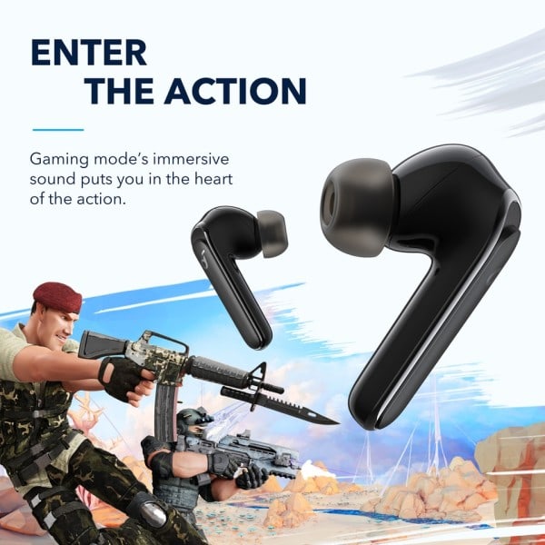 P3 Støj Annullerende trådløse Earbuds, bluetooth øretelefoner, Thumping Bas, 6 Mics for Clear Calls