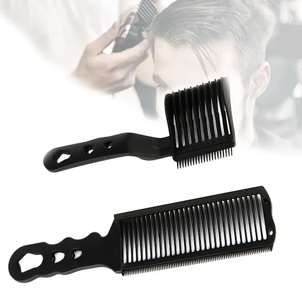 2 Pieces Kit Upgrade Barber Platt Top Hår Klipp kammar Män's Arc Design Böjd Positionering Hår klippare kammar Salon Frisör Verktyg