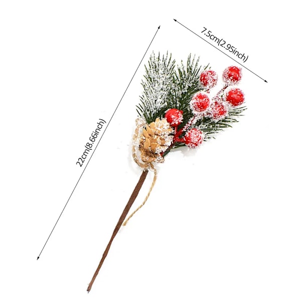 5 stykker jul rød bær kunstig blomst furu kjegle gren jule tre pynt pynt