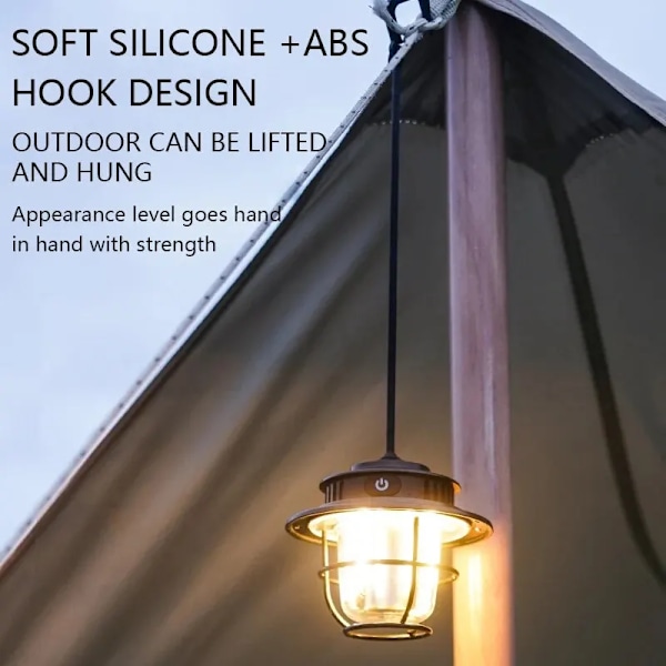 Profesjonell Bærbar Camping Lantern Vanntett Emergency Light Trinnløs Dimbar Hengende Telt Lampe