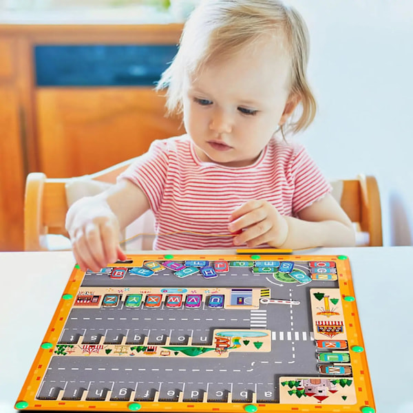 Magnetisk Alfabet Labyrint Brev Pussel Montessori Motor Skills Leksaker