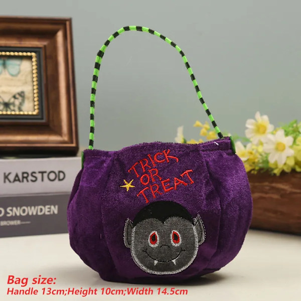 Halloween Bærbar Græskar Taske Trick Or Treat Børn Slik Taske Happy Halloween Dag gave