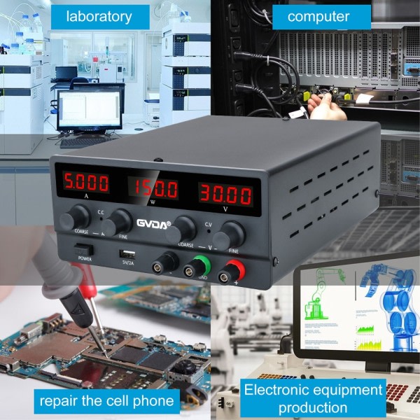 USB DC Regulert Laboratorie Strøm Forsyning Justerbar 30V 10A Spenning Regulator