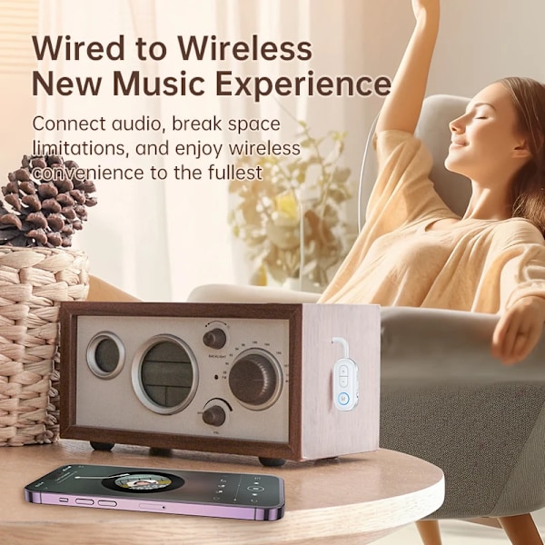 Bluetooth 5.3 Audio lähetin vastaanotin 3.5MM AUX Hifi Stereo Musiikki Langaton sovitin mikrofonilla